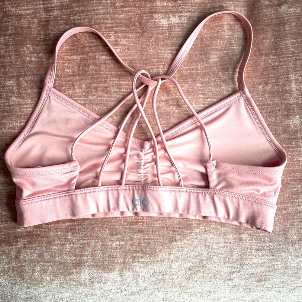 Light Pink Alo Yoga Sports Bra with Strappy Back